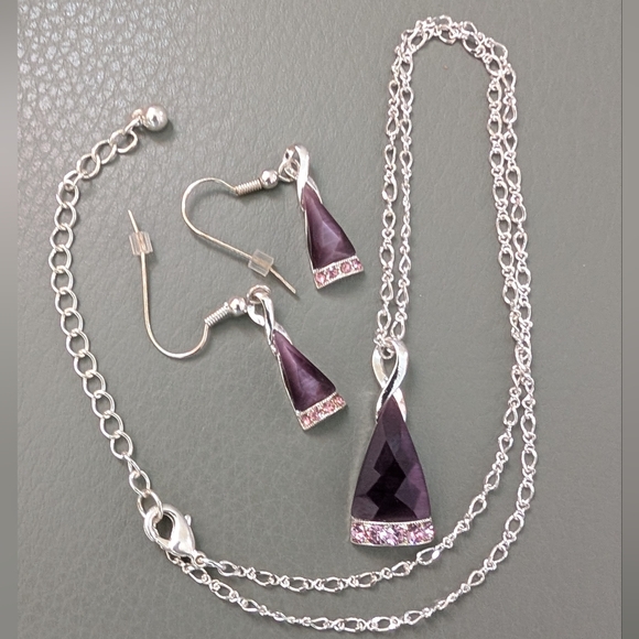 Jewelry - Elegant Purple and Silver Tone Jewelry Set